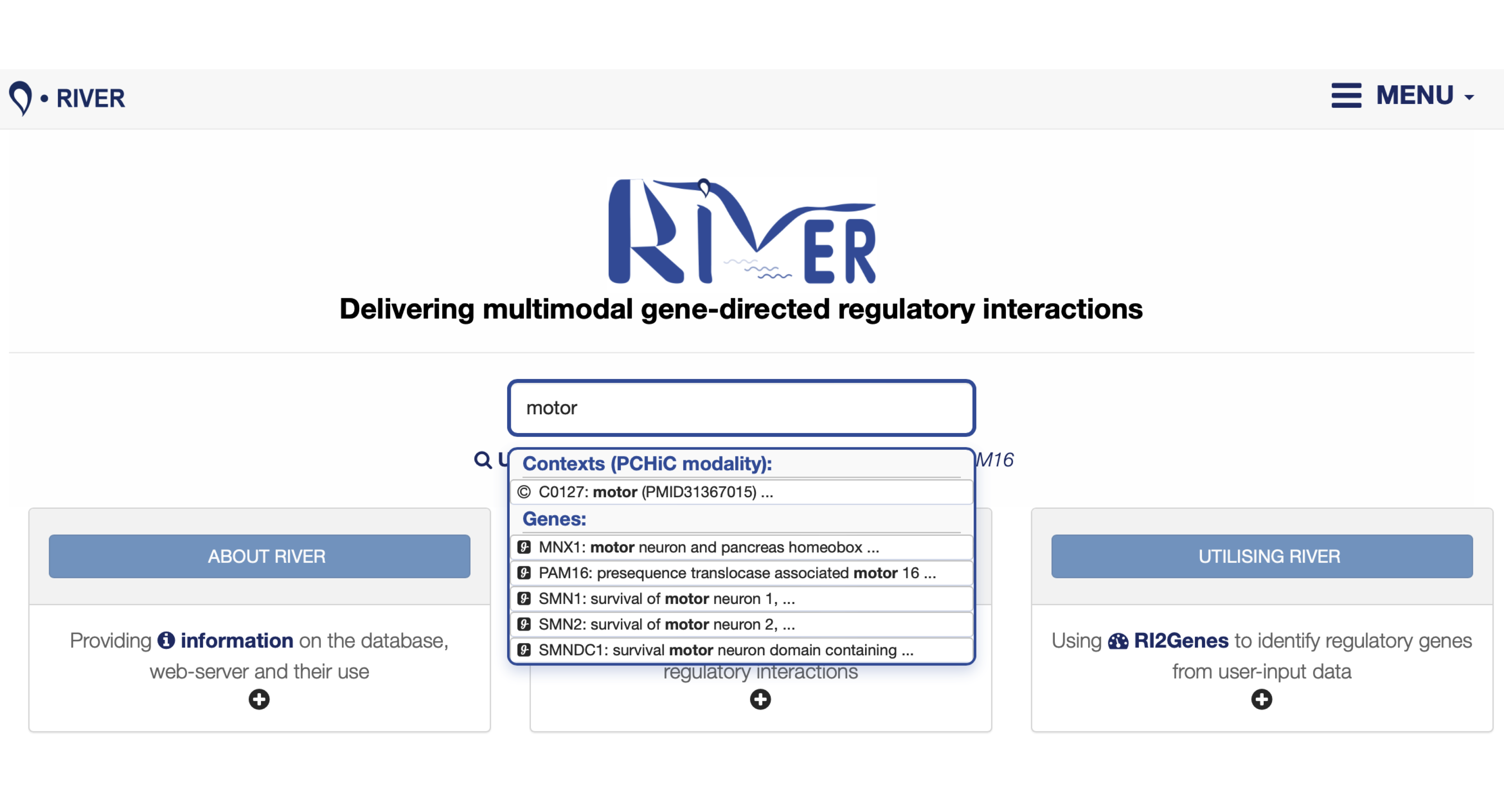 The faceted search serves as a centralised data-mining hub within the RIVER resource, offering interactive exploration.